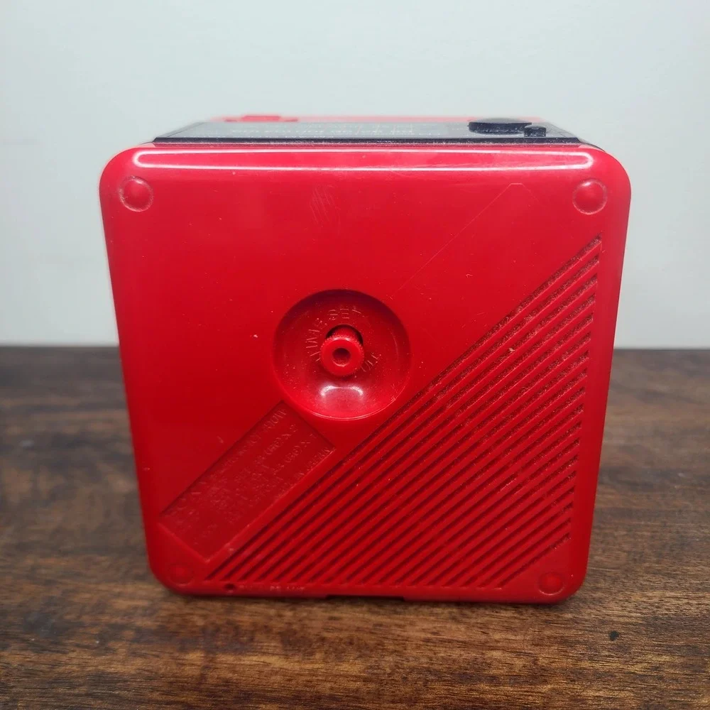 Vintage Sony Red Cube Clock Radio Alarm Melody ICF-A10W Retro Futurism TESTED